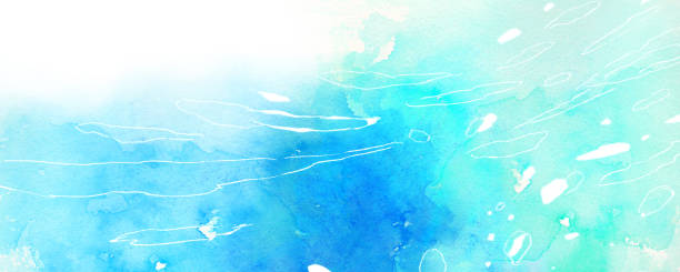 istock Watercolor background of the water surface looking up from underwater 1398744550