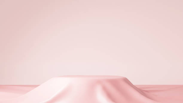 istock Base made of light pink cloth (horizontal)3D Rendering. 1398745459