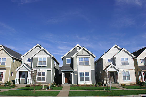 Perfect Houses Perfect new suburban development houses. houses for sale stock pictures, royalty-free photos & images