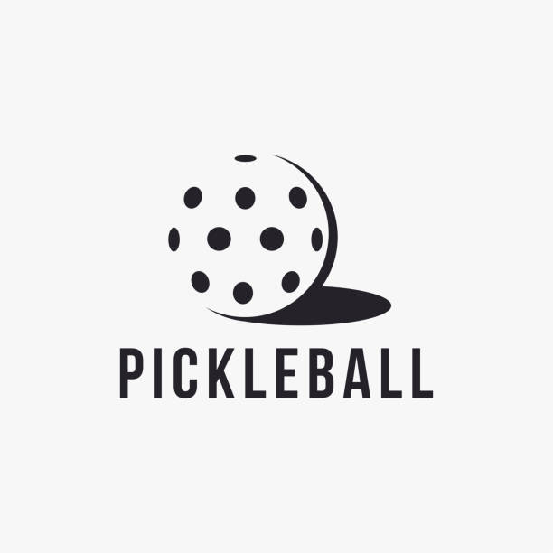 minimalist pickleball logo icon vector on white background - pickleball stock illustrations