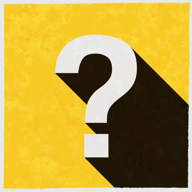 bildbanksillustrationer, clip art samt tecknat material och ikoner med question mark. icon with long shadow on textured yellow background - intervju evenemang