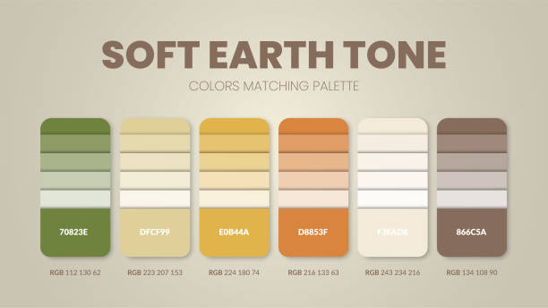 цветовые палитры земных тонов или цветовые схемы — это комбинации трендов и палитры в этом году, табличные цветовые оттенки в rgb или hex. цвет - color swatch colors color image fabric swatch stock illustrations
