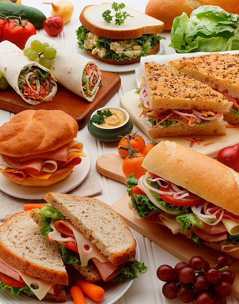 istock Spread of different types of meticulously styled sandwiches 139875736