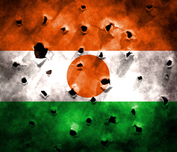 Closeup of grunge Niger flag