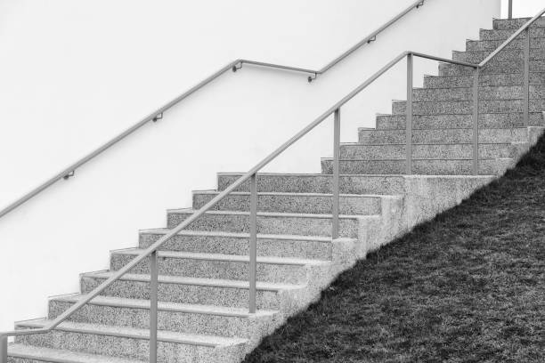 istock Stairway of modern architecture in black and white 1398757813