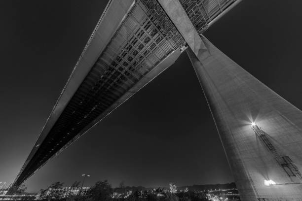 istock Details of bridge, viewed from bottom. Building abstract background 1398757843