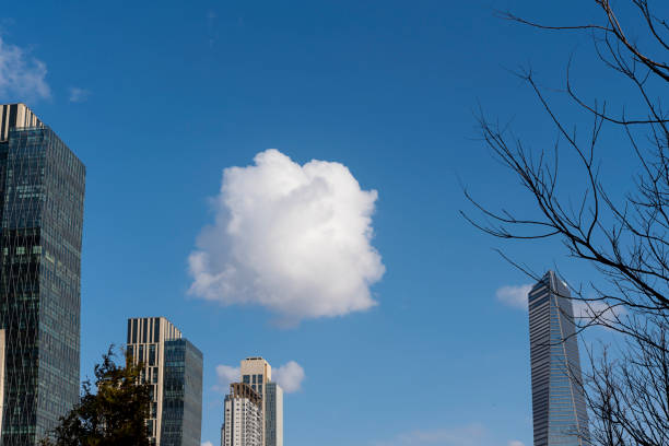 March 14, 2020 Songdo New Town, Incheon, Republic of Korea Cityscape with clouds and buildings
