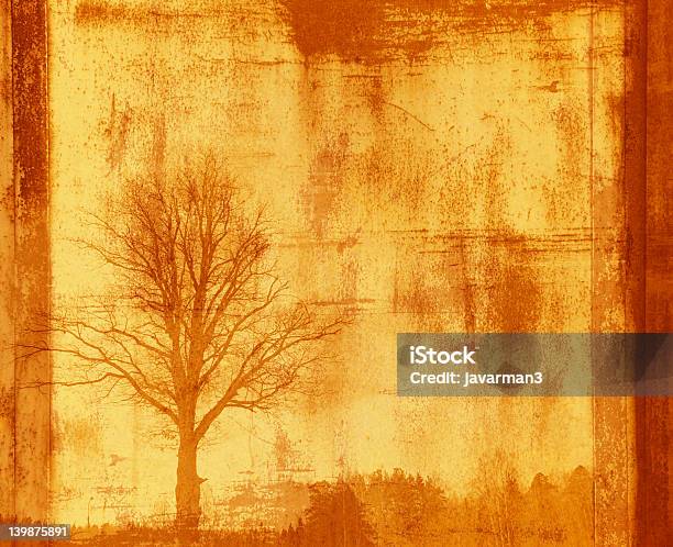 Grunge Frame With Tree Silhouette Stock Photo - Download Image Now - Abstract, Ancient, Art