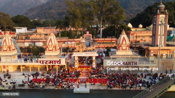 Hindu Temple Filled With Crowed At Evening Form Religious Prayer Stock Photo - Download Image Now