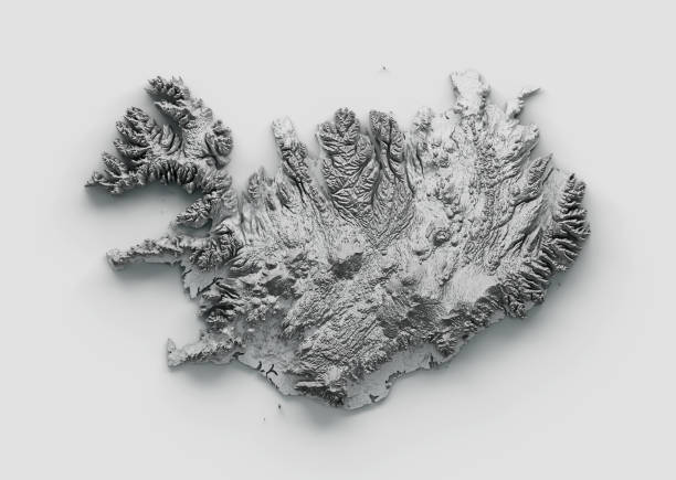 istock Iceland Map Iceland Flag Shaded relief Color Height map on white Background 3d illustration 1398761573