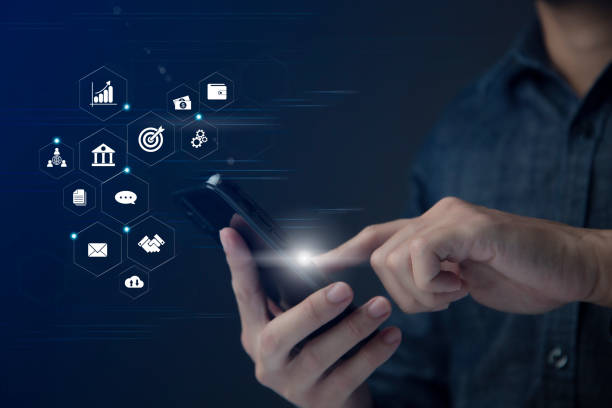 istock Businessman using smart phone to do online transactions with internet technology, concept of global data connection by internet technology, big data, searching for information, online marketing 1398762772