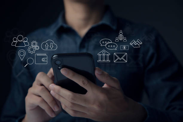 istock Businessman using smart phone to do online transactions with internet technology, concept of global data connection by internet technology, big data, searching for information, online marketing 1398762776