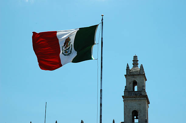 istock Mexican flag and church 139876374