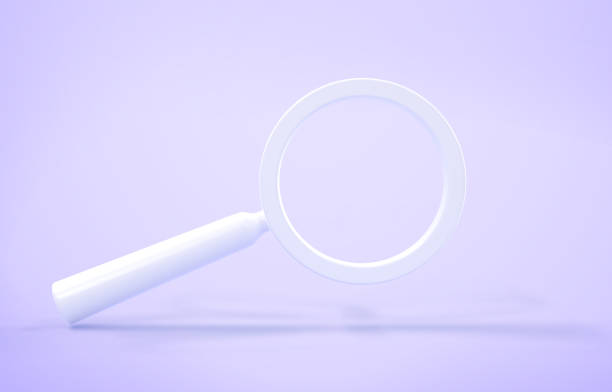 istock White magnify with rim and handle isolated on pastel lavender background. Search icon, science tool, optical device for research, exploration. Minimal design element, 3d render illustration 1398764136
