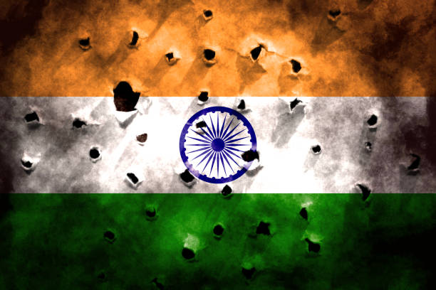 istock Closeup of grunge Indian flag 1398764452