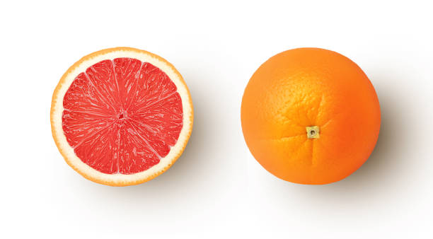 pompelmo isolato su fondo bianco - gourmet fruit orange isolated on white foto e immagini stock