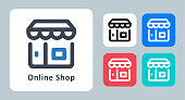 Shop icon - vector illustration . Shop, Shopping, Store, Market, Purchase, Sell, buy, ecommerce, line, outline, flat, icons .