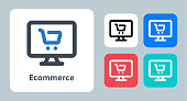 Online shopping icon - online, shopping, shop, store, ecommerce, buy, purchase, e-commerce, line, outline, flat, icons .