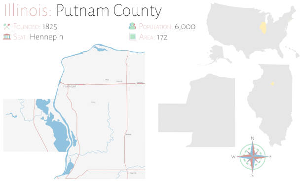 карта округа патнэм штата иллинойс - hennepin stock illustrations