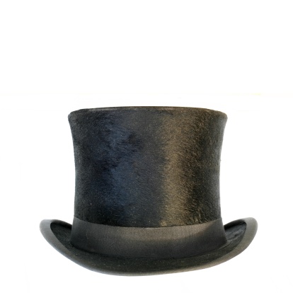 a black tophat isolated on white