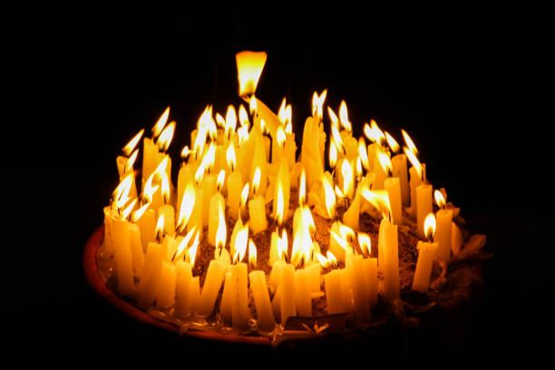 istock Candles and lights at the point combined in the temples 1398769541