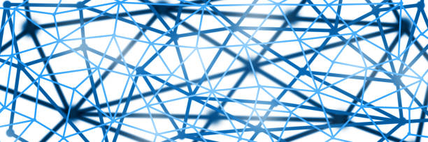istock Wide graphic of network in blue color on white background as 3d rendered illustration 1398770787