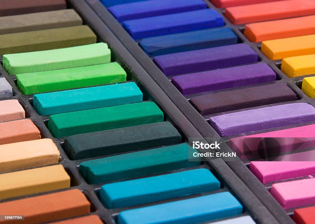 Soft pastels close up Soft pastels in a box (close up) Artist Stock Photo