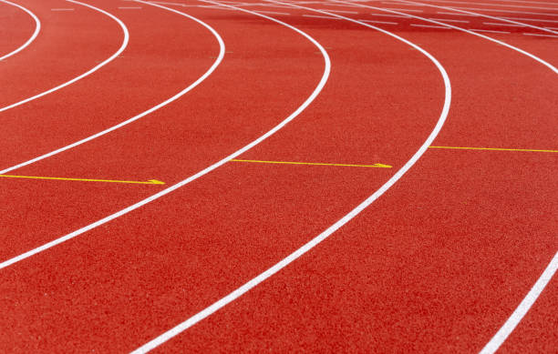 istock Full Frame Shot Of Orange Running Track 1398772225