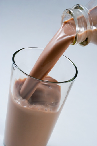 Pouring chocolate milk