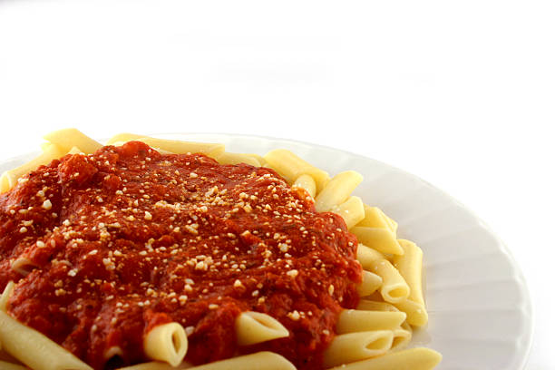 Cooked Pasta with Sauce stock photo