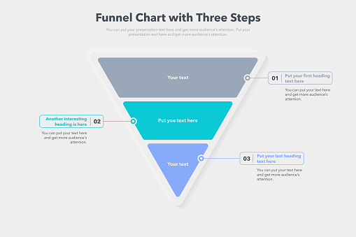 istock Funnel chart template with three colorful steps 1398777085
