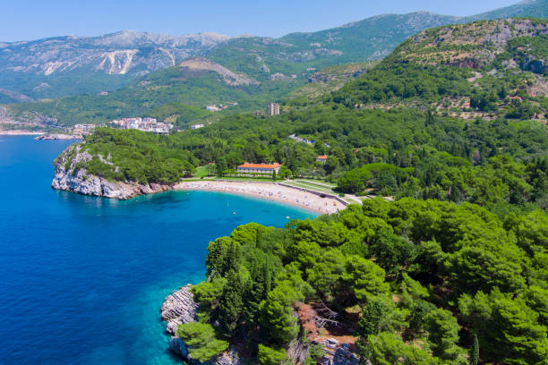 istock Montenegro. Milocer beach. Aerial view 1398778067