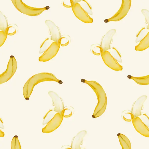 Vector illustration of seamless with banana in watercolor collection flat vector