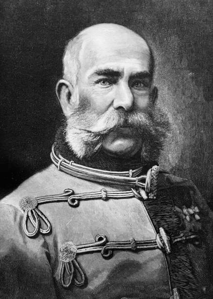 Franz Joseph I of Austria portrait Illustration from 19th century. emperor stock illustrations