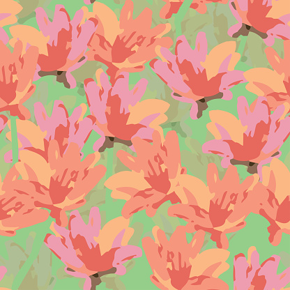 seamless colourful blooms pattern background , greeting card or fabric