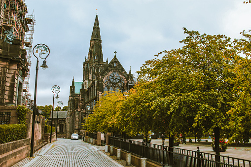 Views of the Glasgow cathedral in a gloomy day in autumn