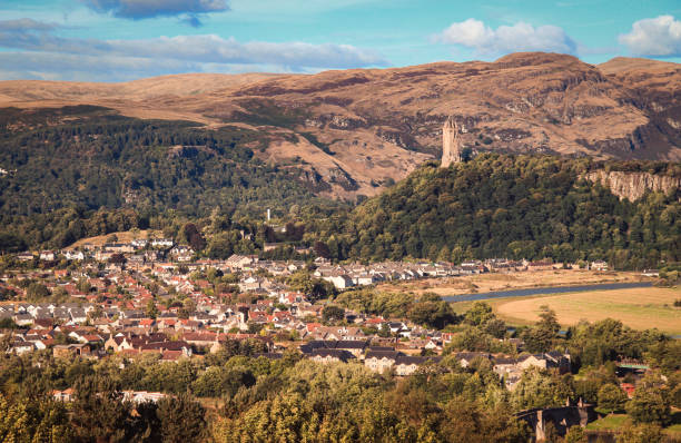 Panorama of Stirling and the William Wallace Monument in autumn