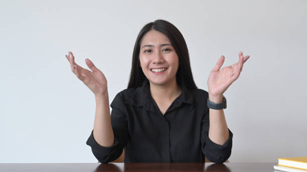 istock Confident asian woman making video conference, online distant job interview. 1398783785
