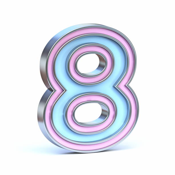 istock Blue and pink metal font Number 8 EIGHT 3D 1398785725