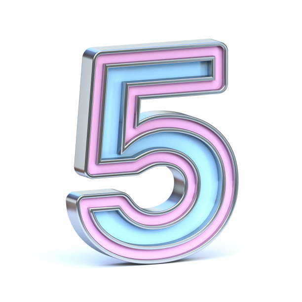 istock Blue and pink metal font Number 5 FIVE 3D 1398785726