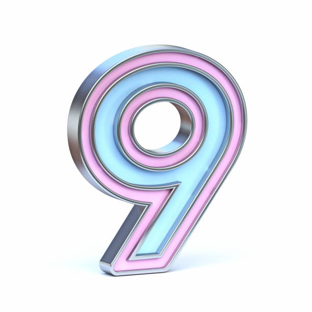 istock Blue and pink metal font Number 9 NINE 3D 1398785729