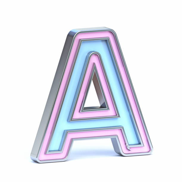 istock Blue and pink metal font Letter A 3D 1398785821