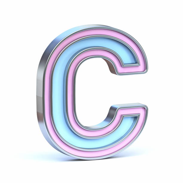 istock Blue and pink metal font Letter C 3D 1398785823