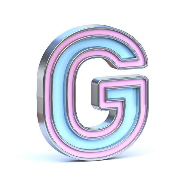 istock Blue and pink metal font Letter G 3D 1398786440