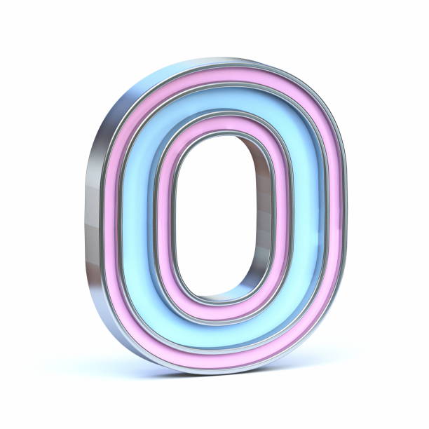 istock Blue and pink metal font Letter O 3D 1398786521