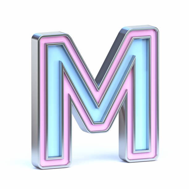 istock Blue and pink metal font Letter M 3D 1398786523