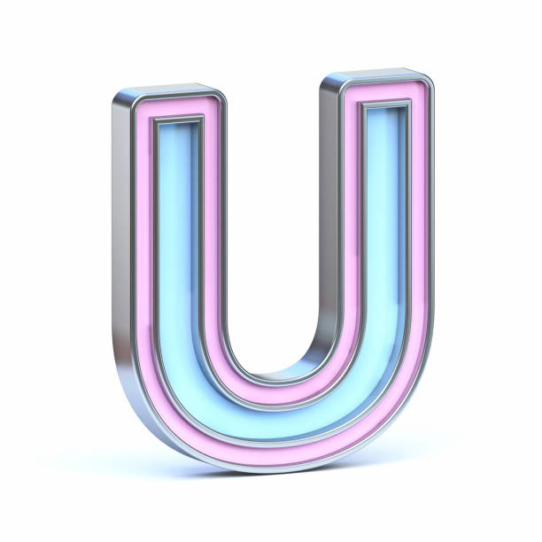 istock Blue and pink metal font Letter U 3D 1398786717