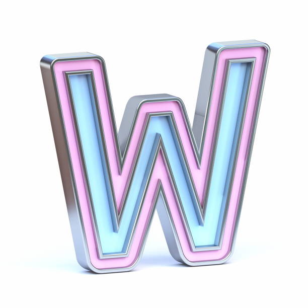 istock Blue and pink metal font Letter W 3D 1398786818
