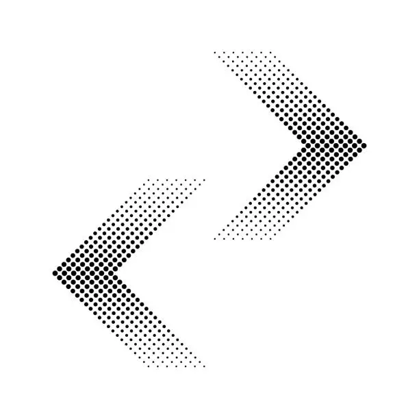 Vector illustration of Halftone arrows left and right