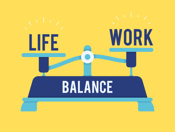 skala keseimbangan kehidupan kerja - neraca timbangan ilustrasi stok